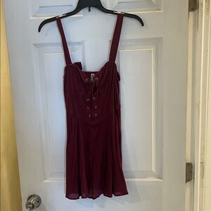 Intimately FP Women's Lace-Up Burgundy Mini Dress